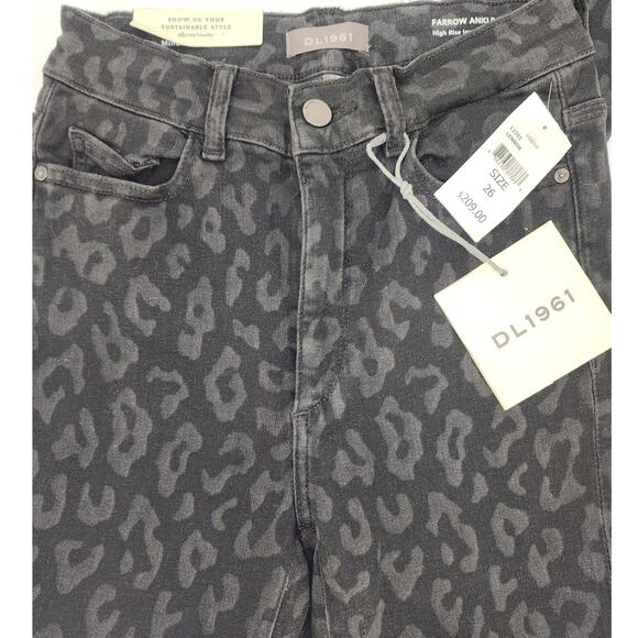 DL1961 Farrow Ankle Jeans Black Leopard Print Women's Sz 26 - Picture 3 of 13